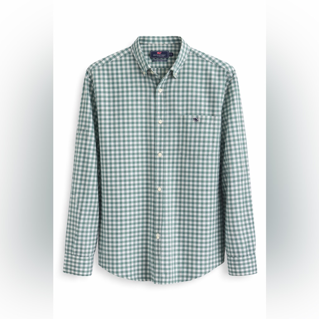 Vineyard Vines Classic Fit Tucker Shirt Green Gingham Check Men’s Large